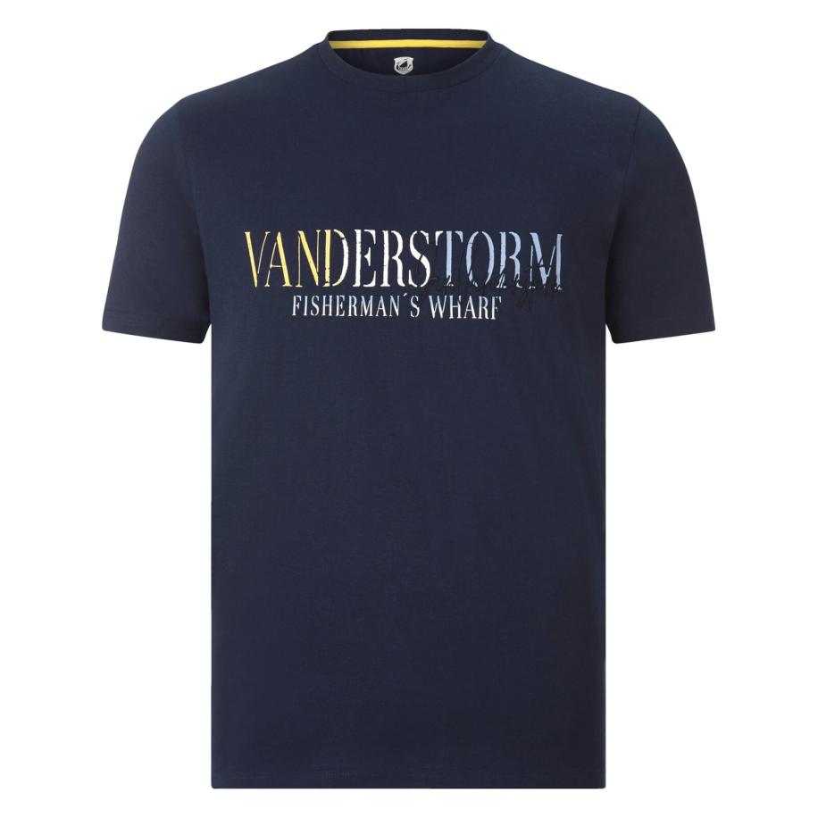 Jan Vanderstorm T-Shirt ronde hals donkerblauw, Effen -