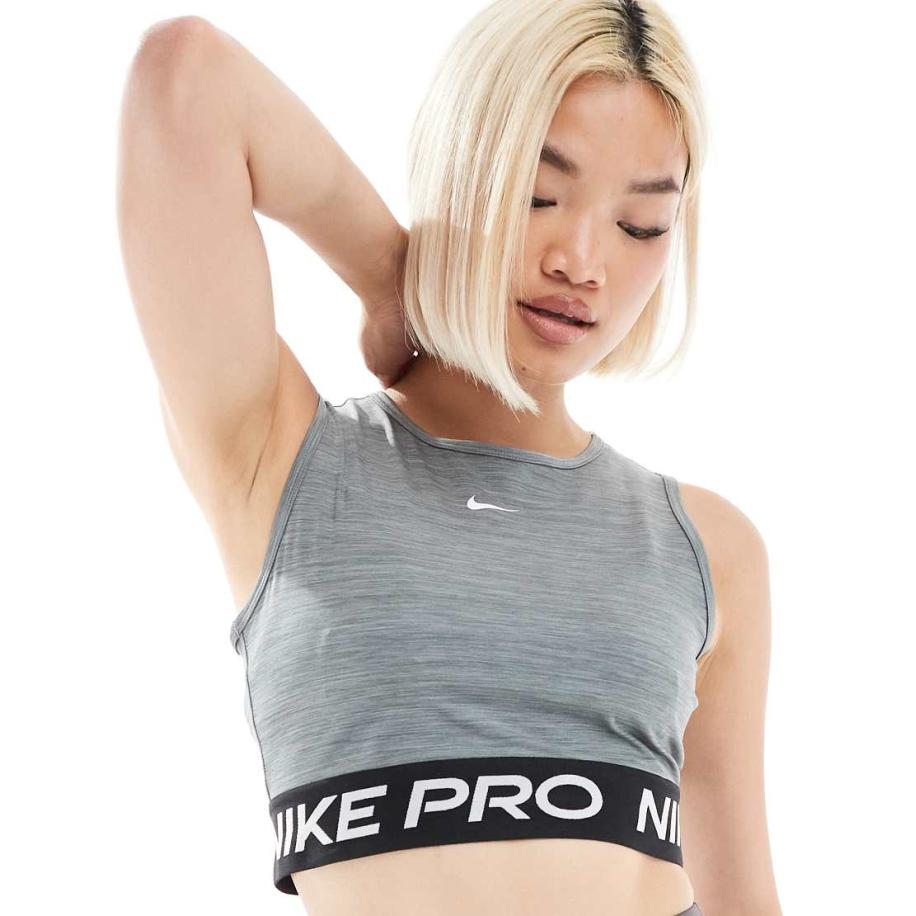Nike Pro Training 365 Dri-FIT Cropped hemdje in grijs Grijs