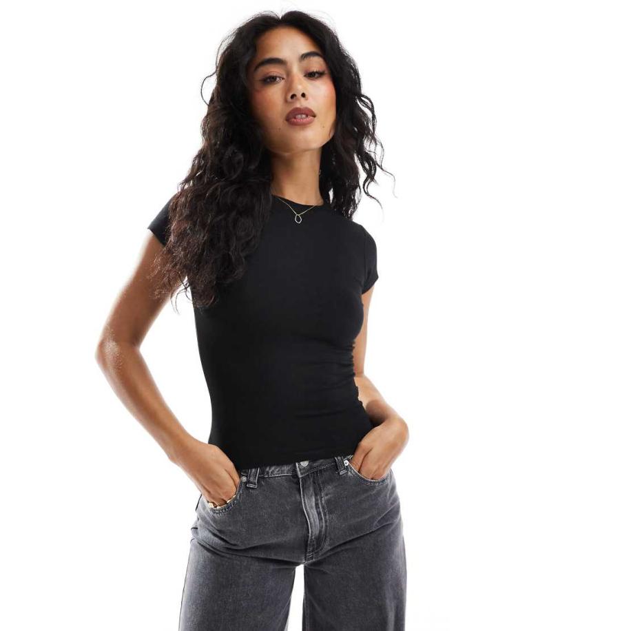 Cotton On T-shirt met ronde hals van jersey in zwart Zwart