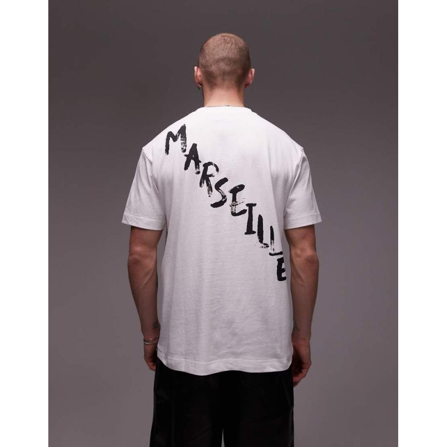 Topman - Oversized T-shirt met print op de voor- en achterkant in wit Wit