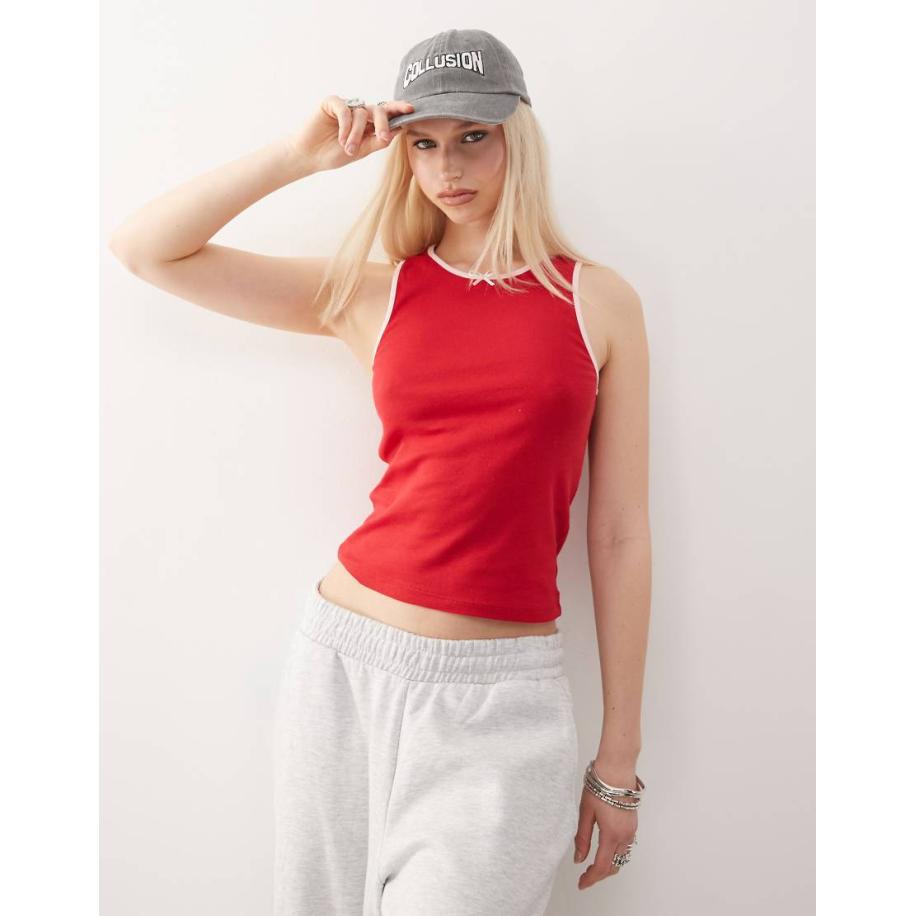 COLLUSION Contrasterende top in rood Rood