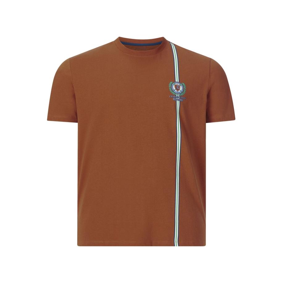 Charles Colby T-Shirt ronde hals donker oranje, Print -