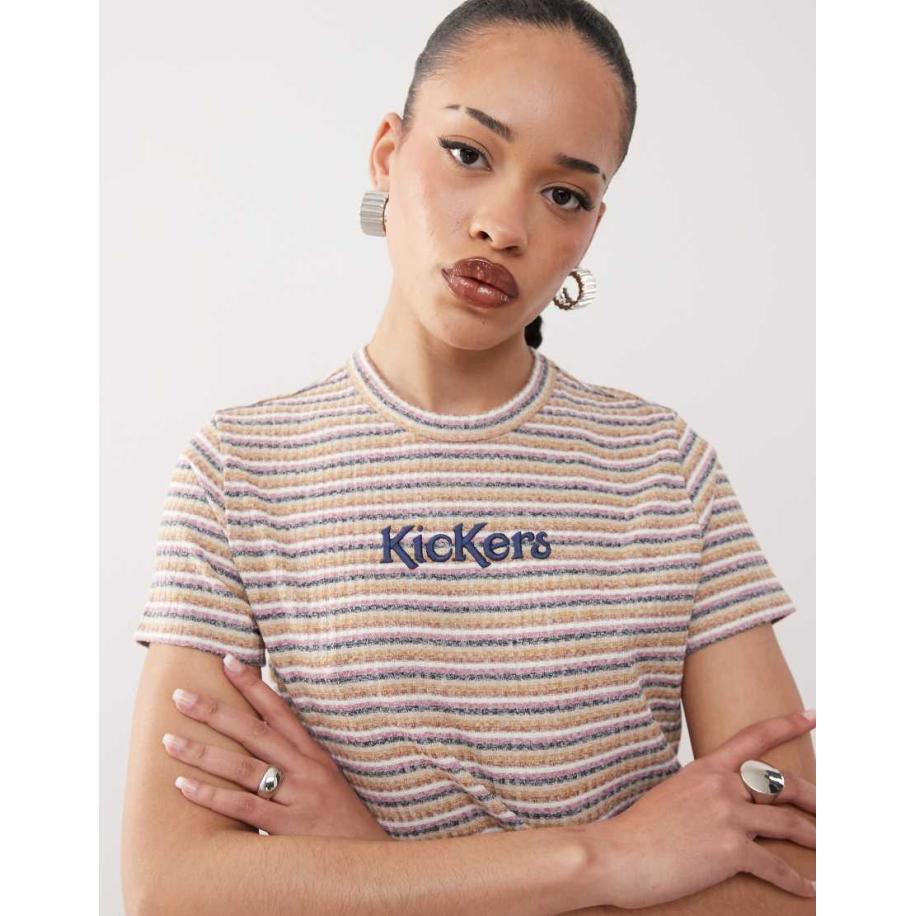 Kickers Cropped T-shirt met retrostijl en strepen in gemêleerd multi-Veelkleurig Multicolor