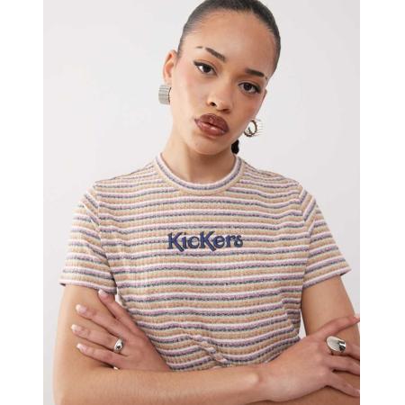 Kickers Cropped T-shirt met retrostijl en strepen in gemêleerd multi-Veelkleurig