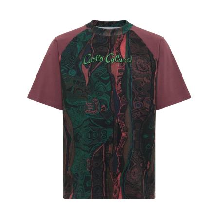 carlo colucci Carlo Colucci Shirt Eschfaller groen / bordeaux / zwart