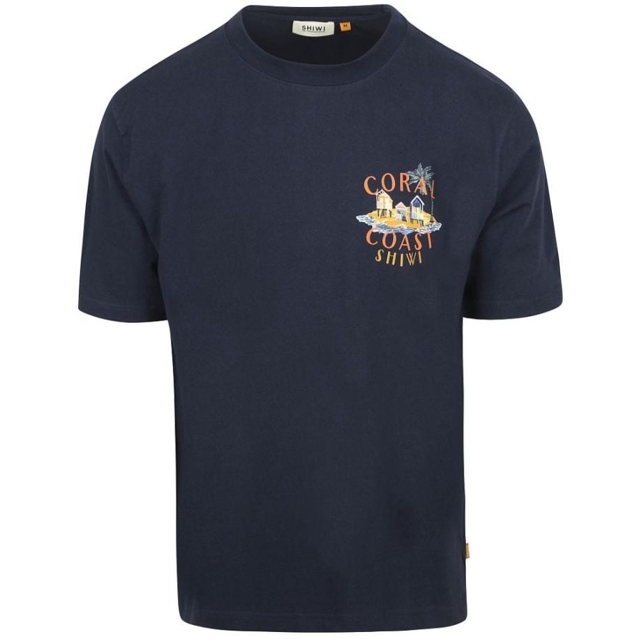 Shiwi T-Shirt Finn Coral Coast Navy Blauw