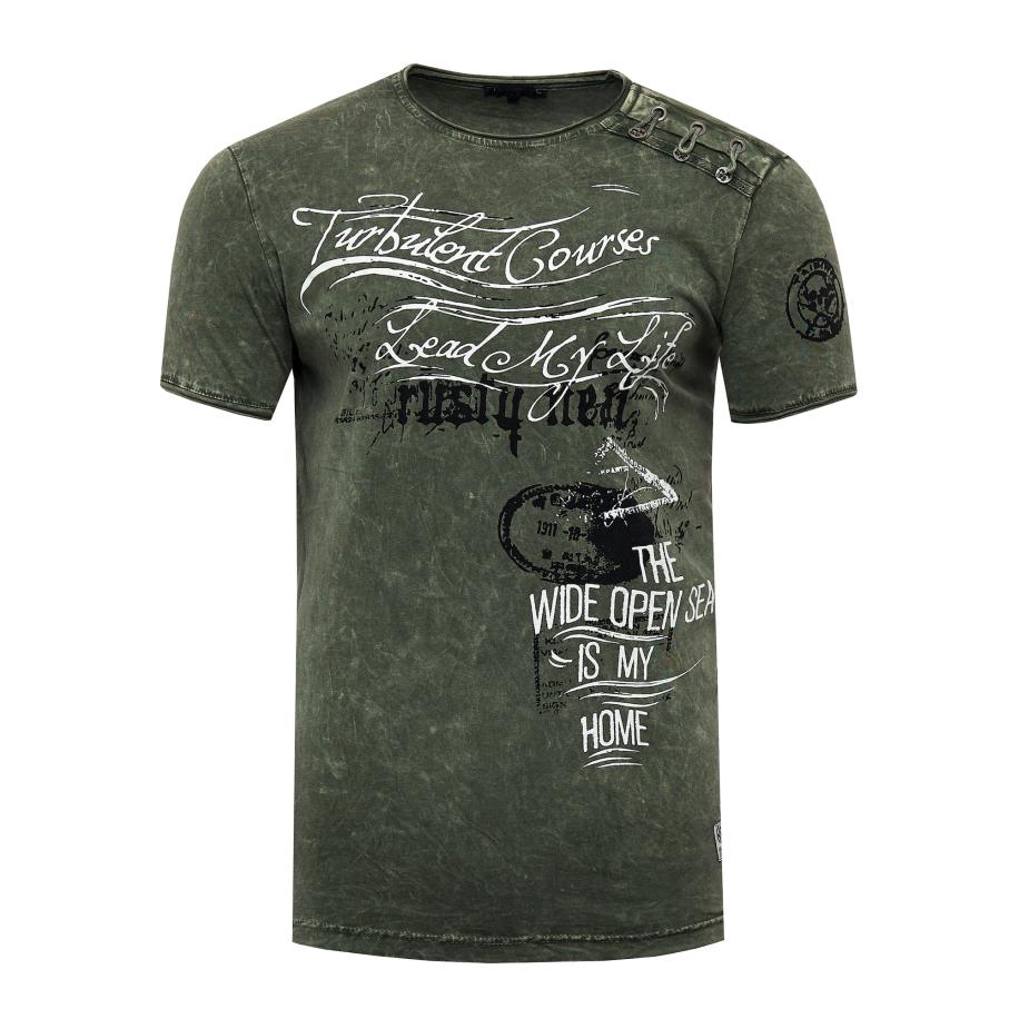 Rusty Neal Rusty Neal Shirt kaki / zwart / wit -