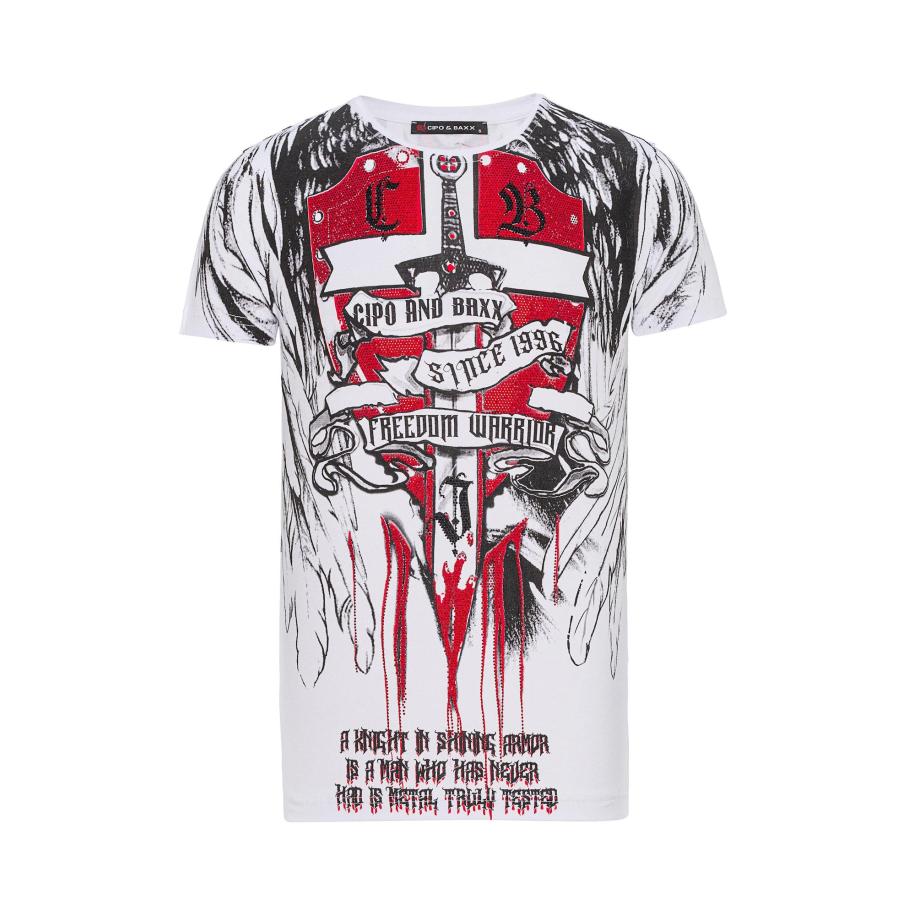 Cipo & Baxx CIPO & BAXX Shirt rood / zwart / wit -