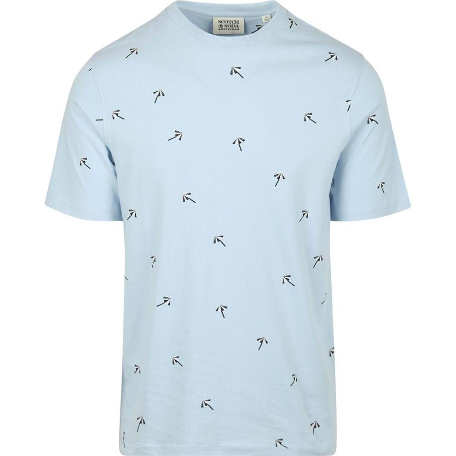Scotch And Soda T-shirt Print Lichtblauw Blauw