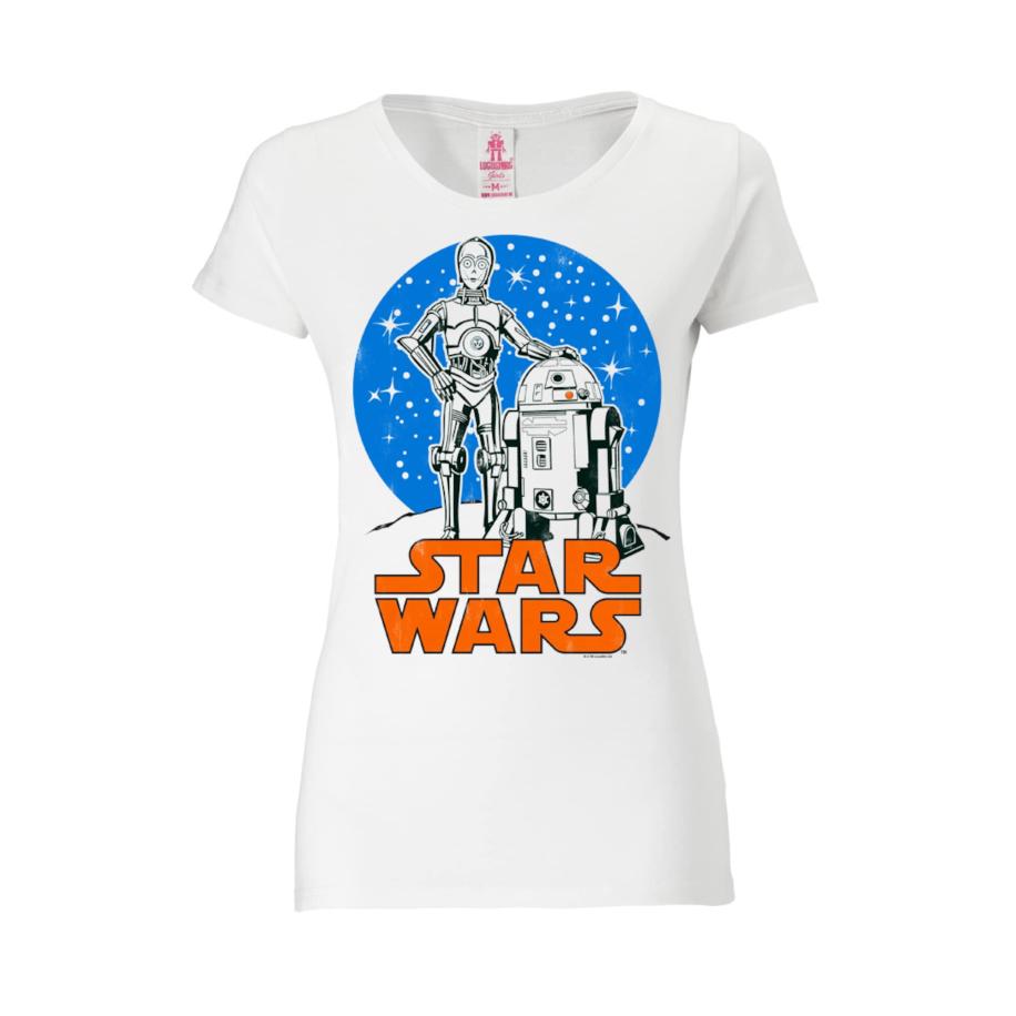 LOGOSHIRT Shirt Star Wars Droids blauw / oranje / wit Wit