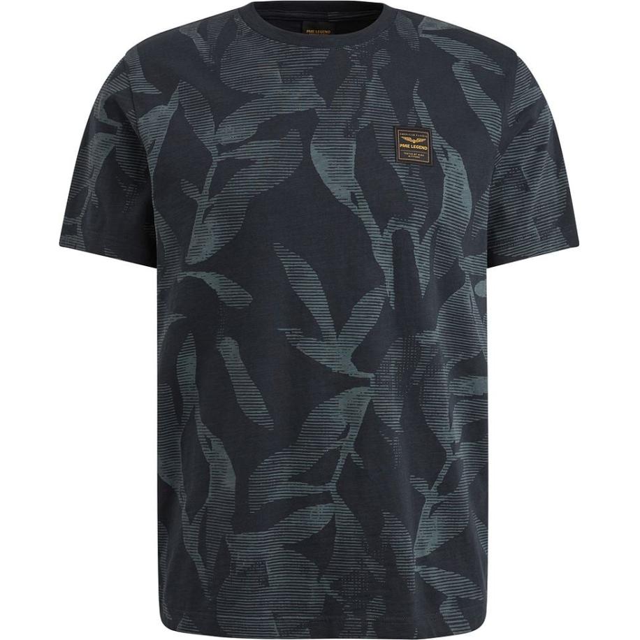 PME Legend T-Shirt Slub Jersey Print Navy Blauw