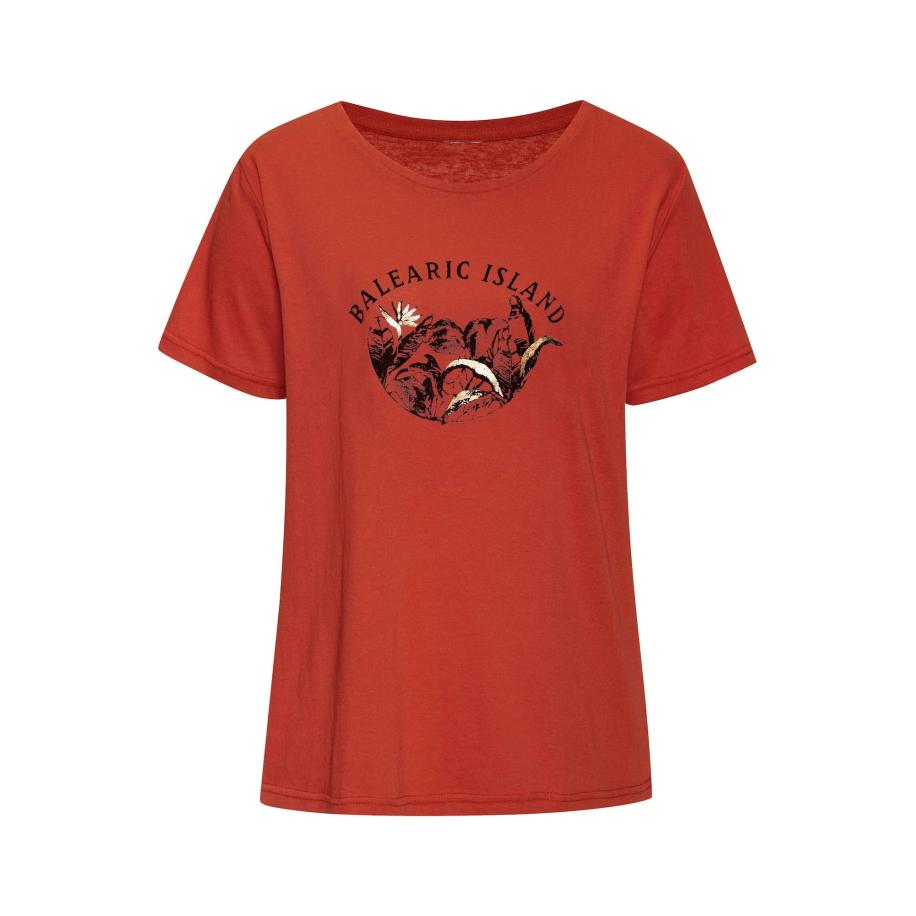 VIVANCE VIVANCE Shirt beige / oranjerood / zwart -