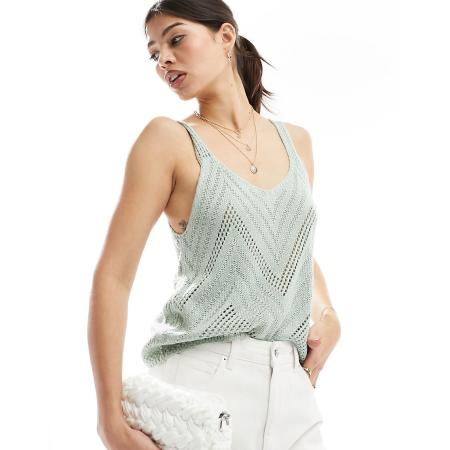 JDY Gebreid hemdje met broderie in mintgroen