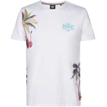 Petrol T-Shirt Islandcrest Print Wit