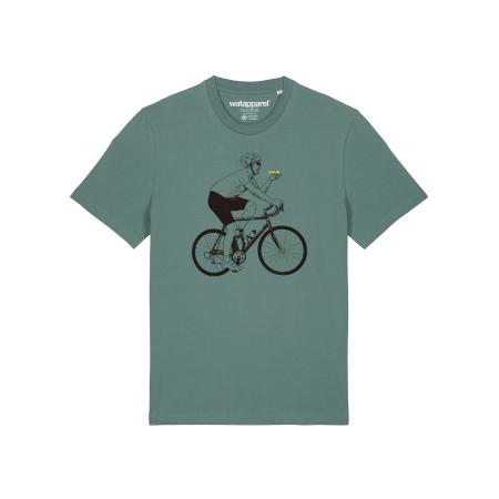 Watapparel Watapparel Shirt Fahrrad und Pizza geel / smaragd / rood / zwart