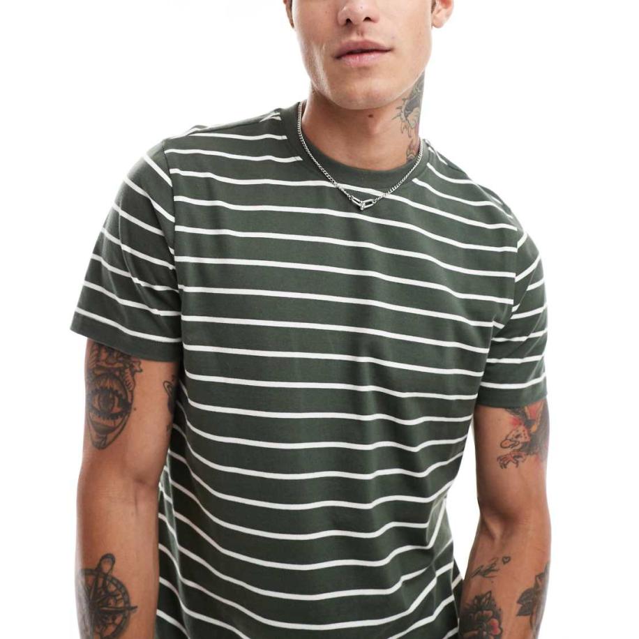 New Look - Gestreept T-shirt in groen en wit-Veelkleurig Multicolor