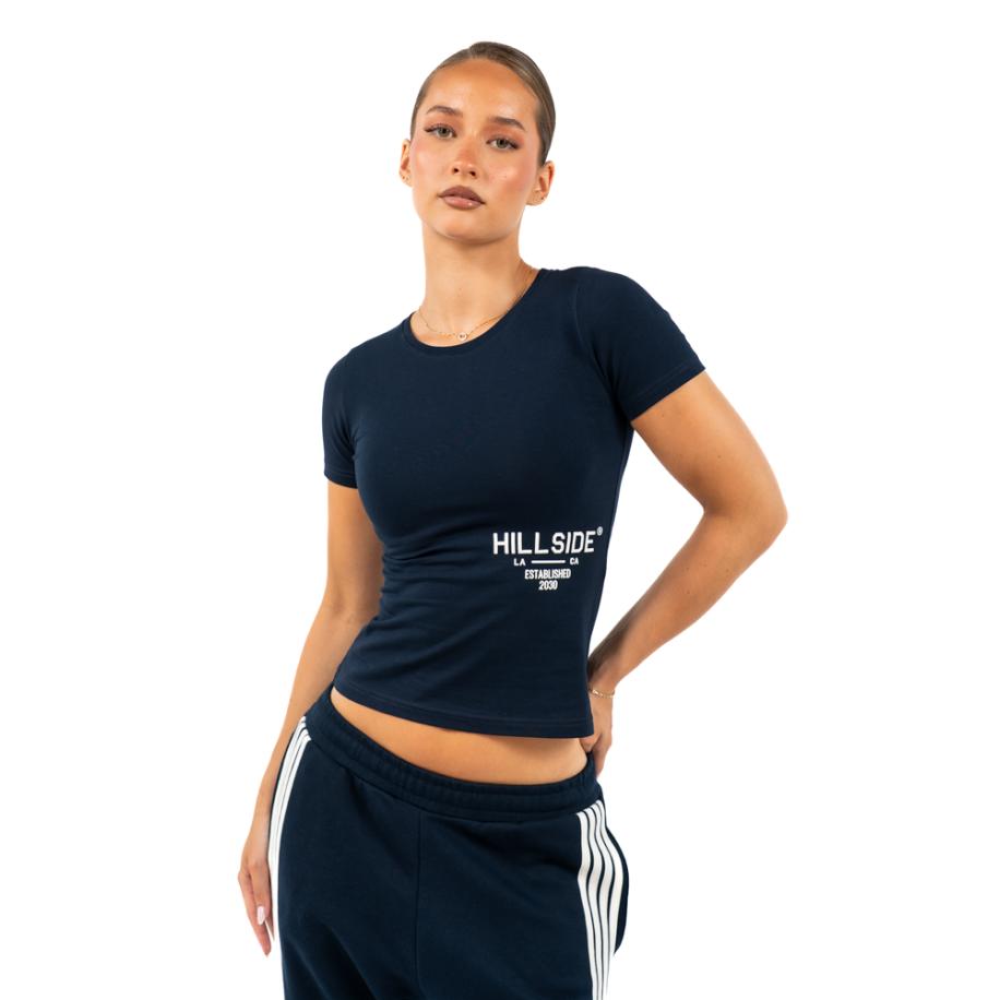 Hillside Cropped T-Shirt Blauw