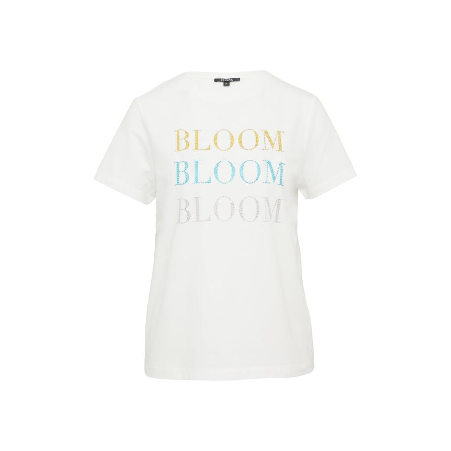 Comma COMMA Shirt hemelsblauw / geel / lichtgrijs / wit -