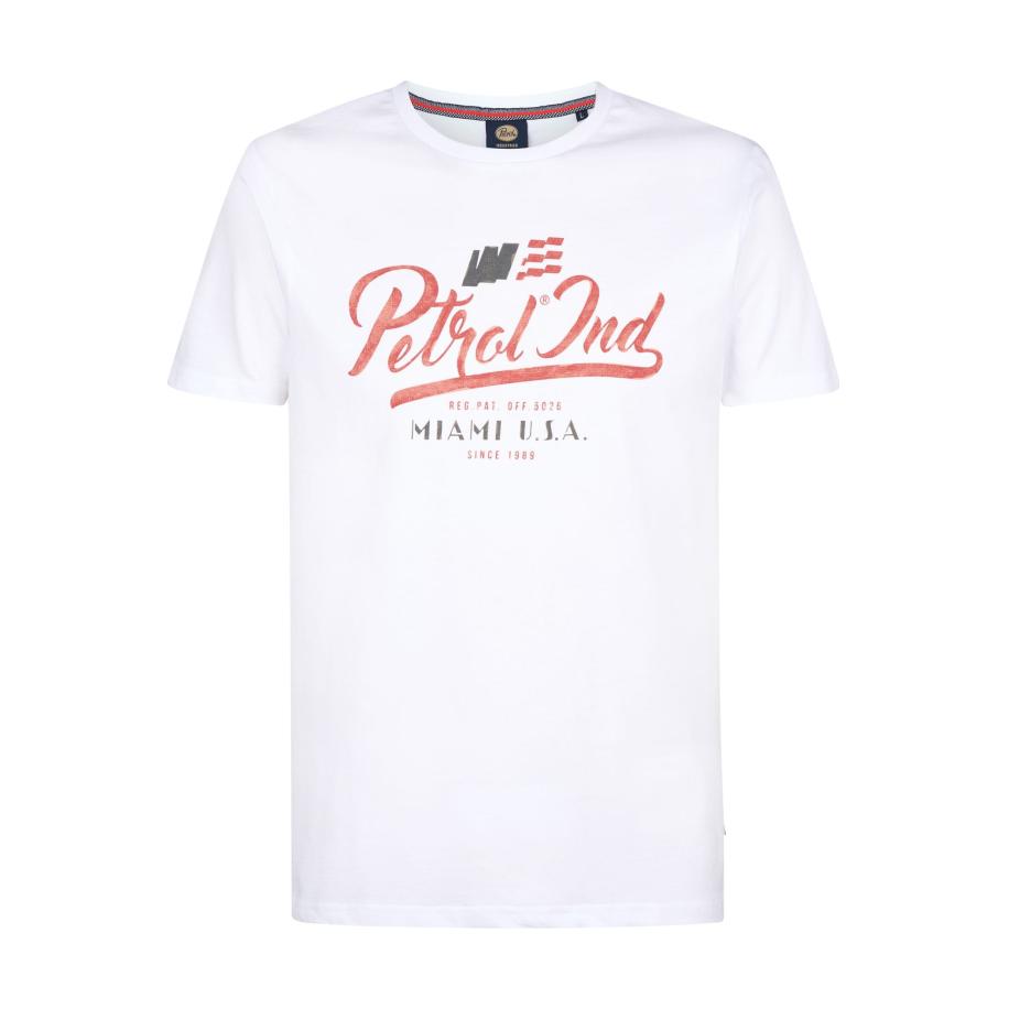 Petrol Industries T-Shirt ronde hals wit, Bedrukt Wit