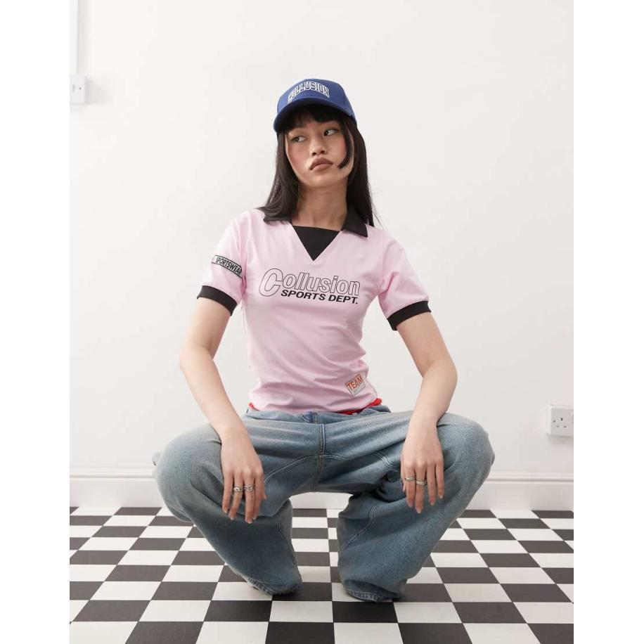 COLLUSION Gekrompen polotop in babyroze Roze