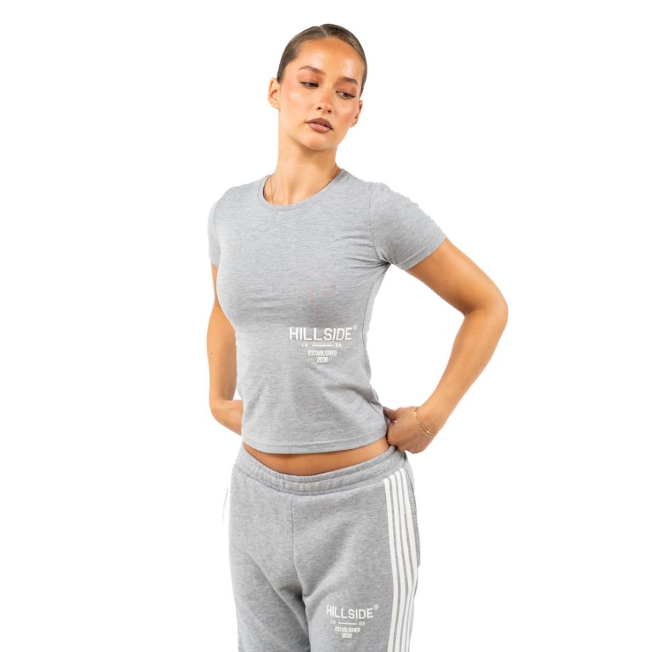 Hillside Cropped T-Shirt Grijs