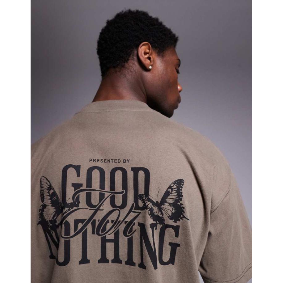 Good For Nothing - T-shirt met print op de achterkant in taupe-Neutraal Multicolor