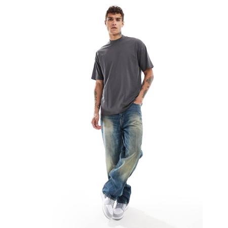 New Look - Oversized T-shirt met col in donkergrijs