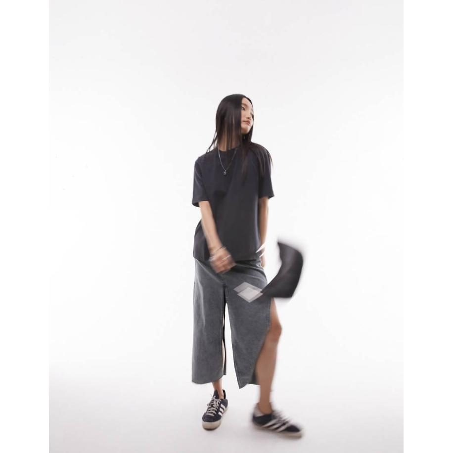 Topshop Premium Eenvoudig T-shirt met korte mouwen in leigrijs Grijs