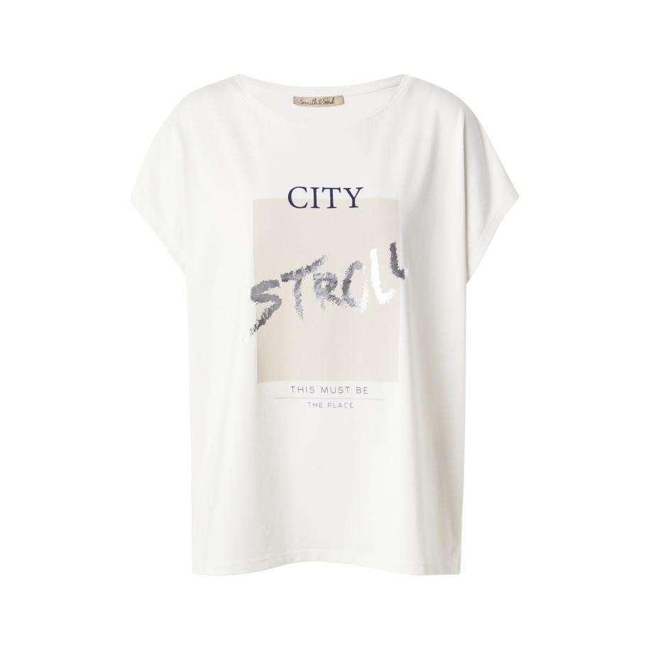 Smith & Soul Smith&Soul Shirt ecru / zwart / zilver / wit -