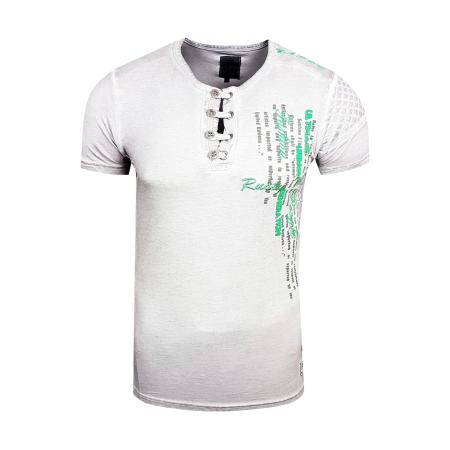 Rusty Neal Rusty Neal Shirt lichtgrijs / jade groen