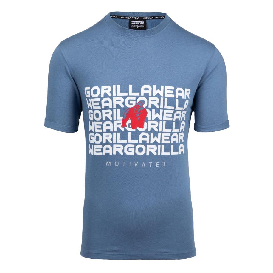 Gorilla Wear Gorilla Wear Shirt Bradley duifblauw / rood / wit -