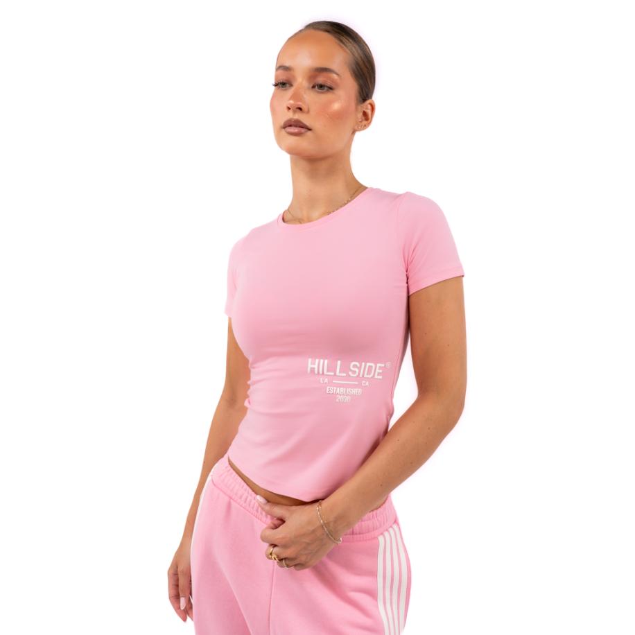 Hillside Cropped T-Shirt Roze