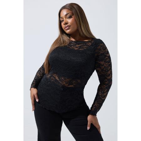 Limited Collection Curve Zwarte Kanten Top Met Lange Mouwen Size 58-60