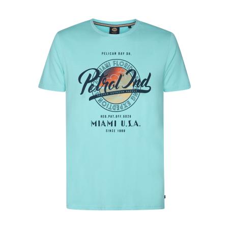 Petrol Industries T-Shirt ronde hals aqua, Bedrukt