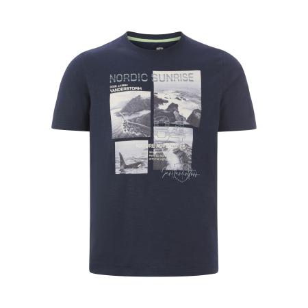 Jan Vanderstorm T-Shirt ronde hals donkerblauw, Effen