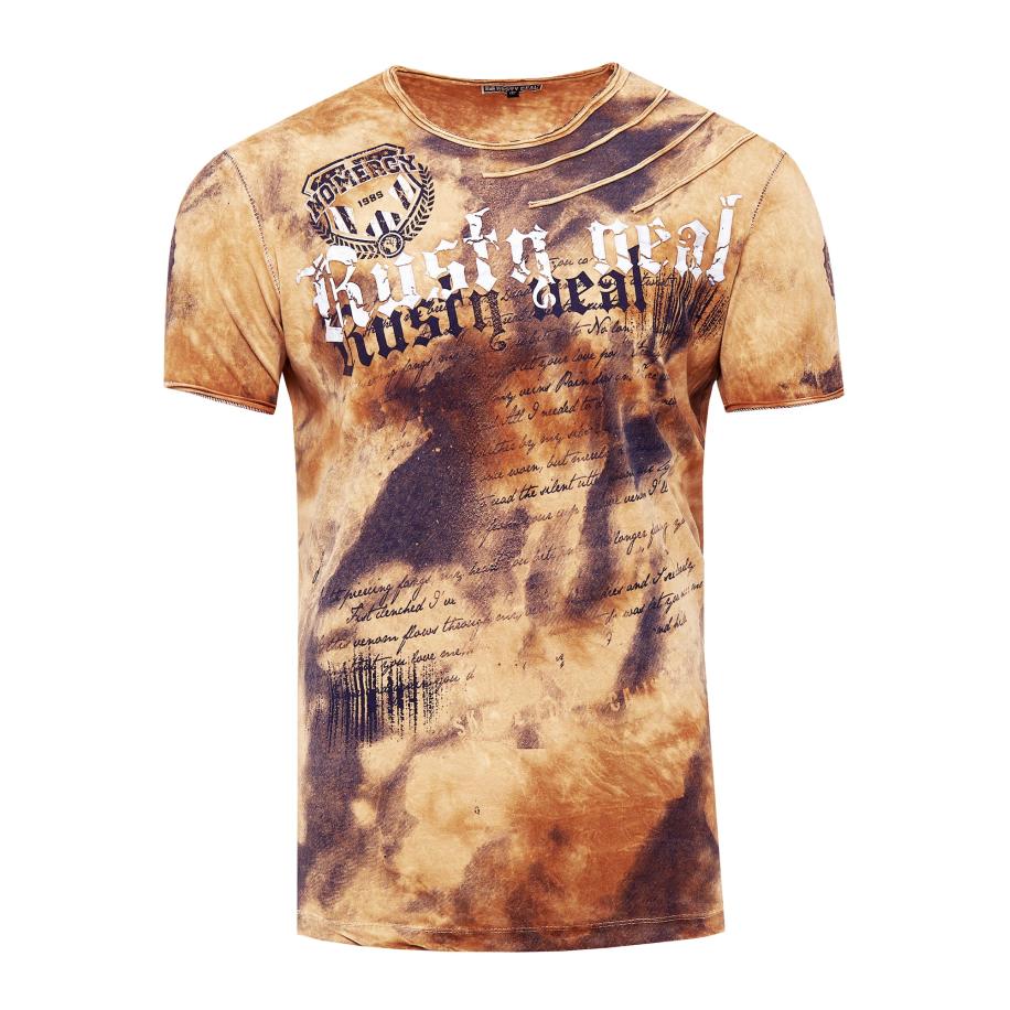 Rusty Neal Rusty Neal Shirt lichtbruin / violetblauw / wit -