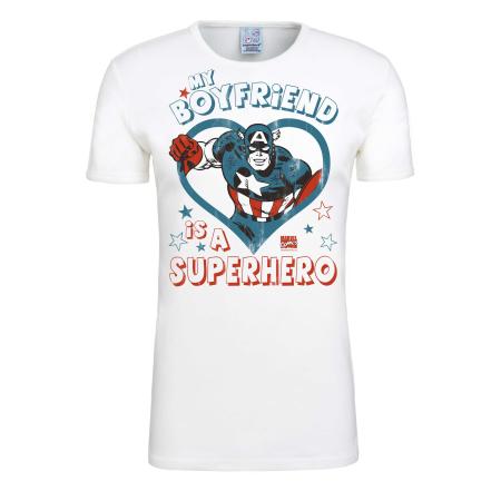 LOGOSHIRT Shirt Marvel - My Boyfriend Is A Superhero gemengde kleuren / wit