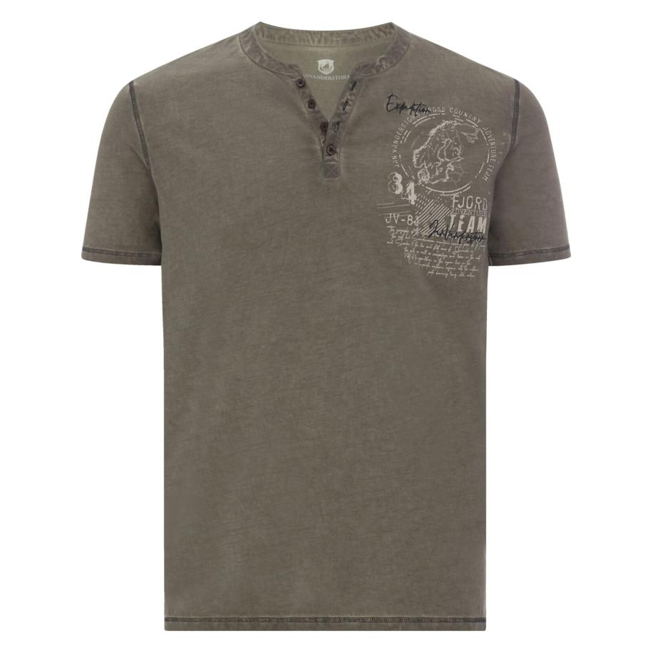 jan vanderstorm Jan Vanderstorm Shirt Godbert kaki / wit -