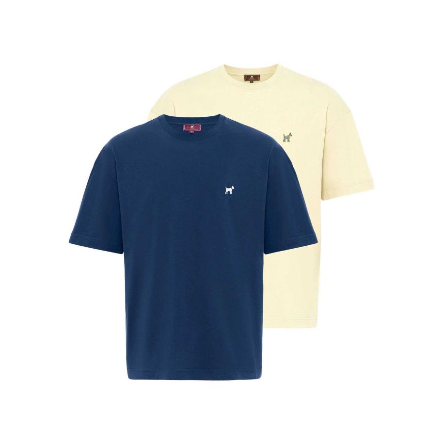 Williot Williot Shirt navy / pasteelgeel -