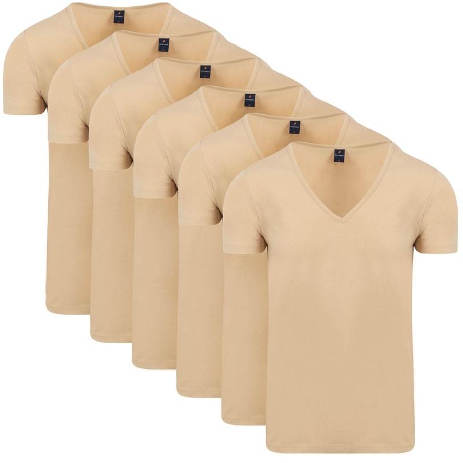 Suitable Vitaru Onzichtbaar Ondershirt Diepe V-Hals 6-Pack Bruin