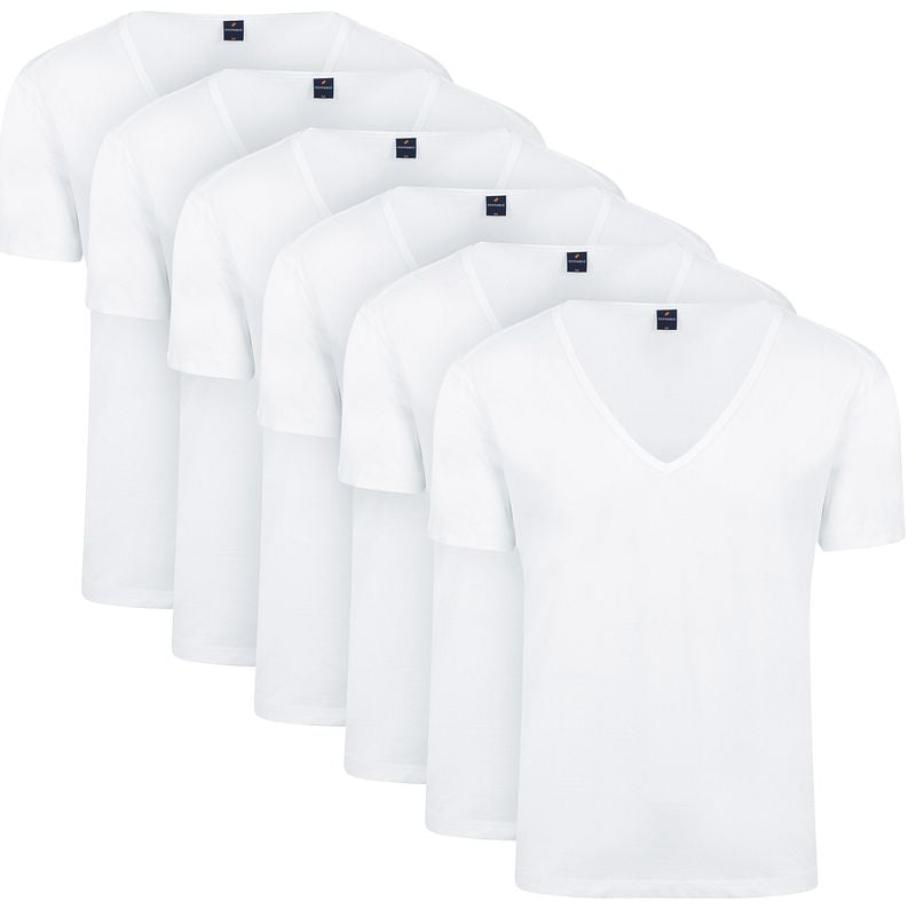 Suitable Vitaru T-Shirt Diepe V-Hals Wit 6-Pack Wit