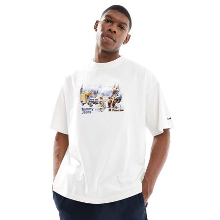 Tommy Jeans - T-shirt met retroprint in wit