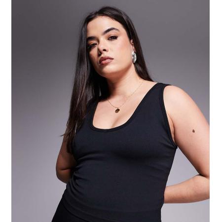 4505 Curve Glad naadloos hemdje met V-hals en ingebouwde bh in zwart