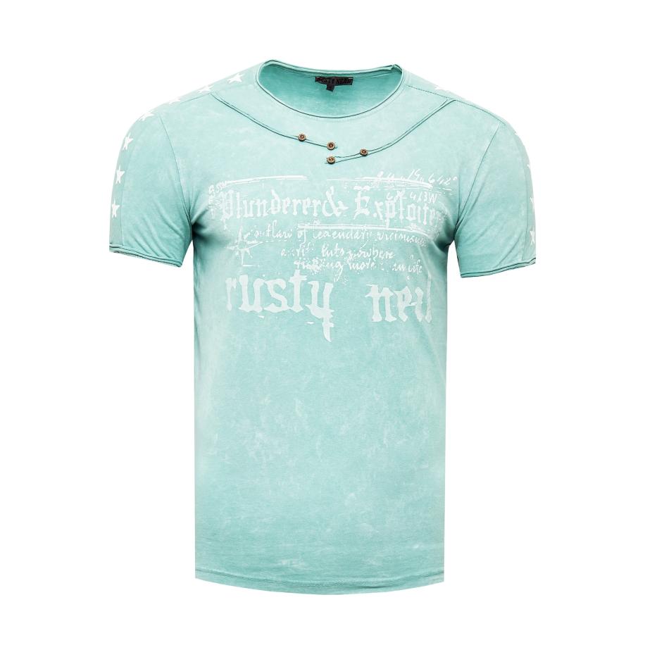 Rusty Neal Rusty Neal Shirt mintgroen / wit -