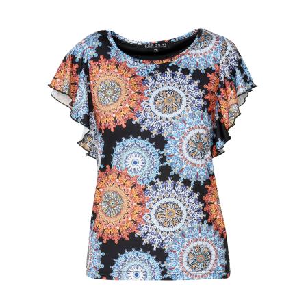 KOROSHI KOROSHI Shirt blauw / lichtblauw / oranje / zwart