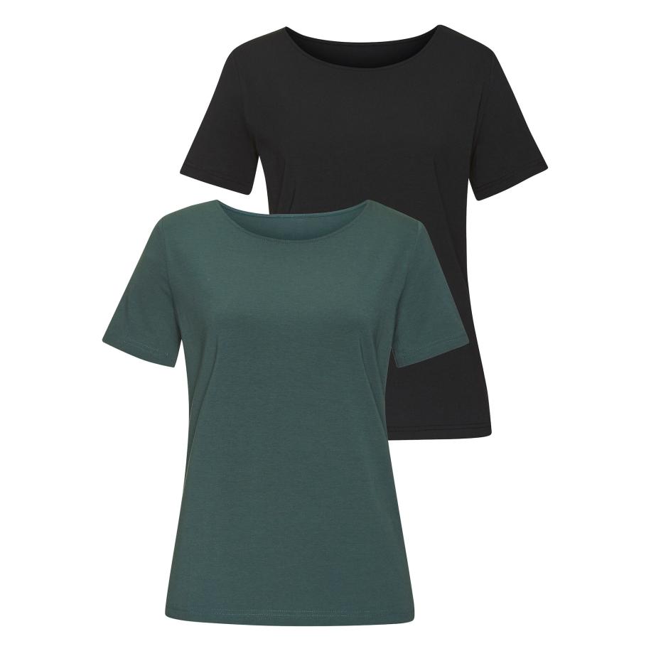 Lascana LASCANA Shirt donkergroen / zwart -