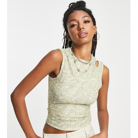 COLLUSION Slubjersey hemdje met uitsnijding in naturel-Neutraal