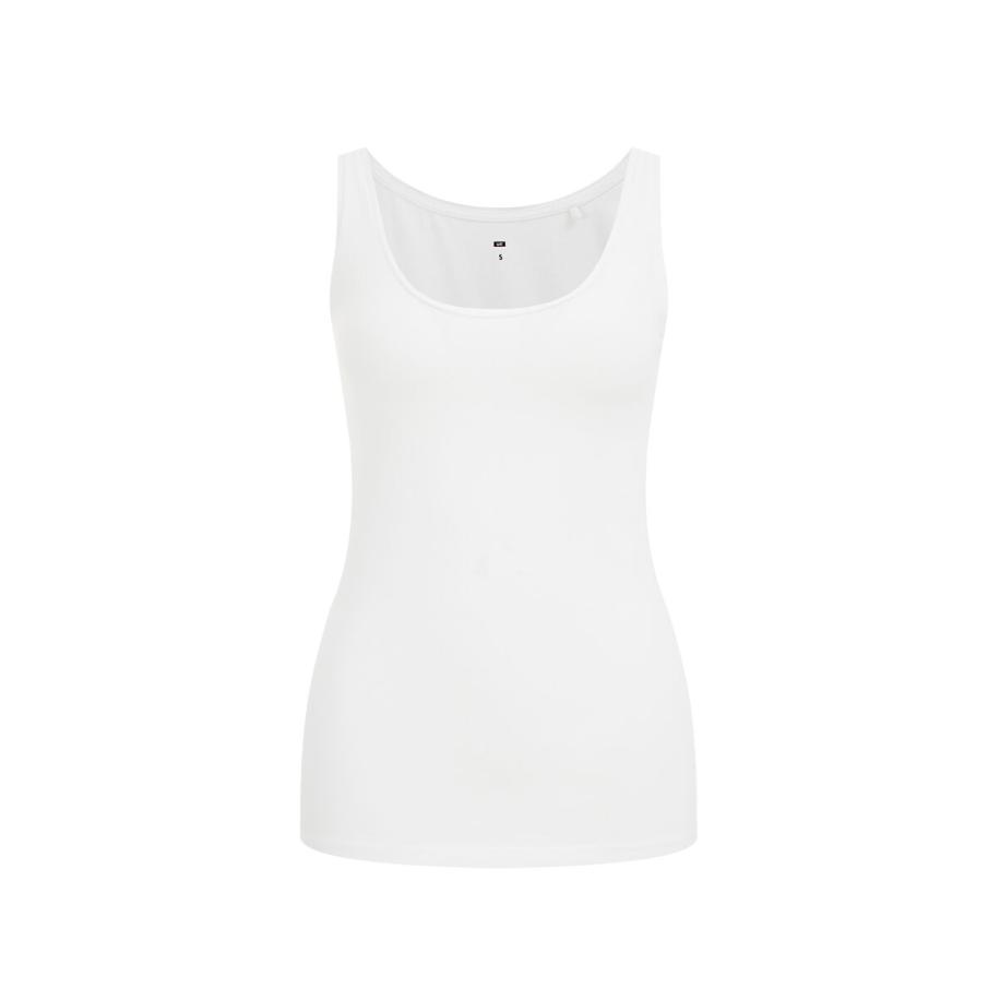 WE Fashion Dames singlet van katoenmix - Regular fit - Wit - Katoen - Maat: XXXL Wit