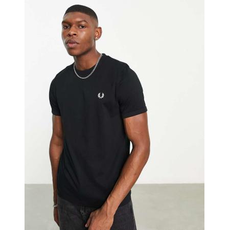 Fred Perry - T-shirt met randen in zwart
