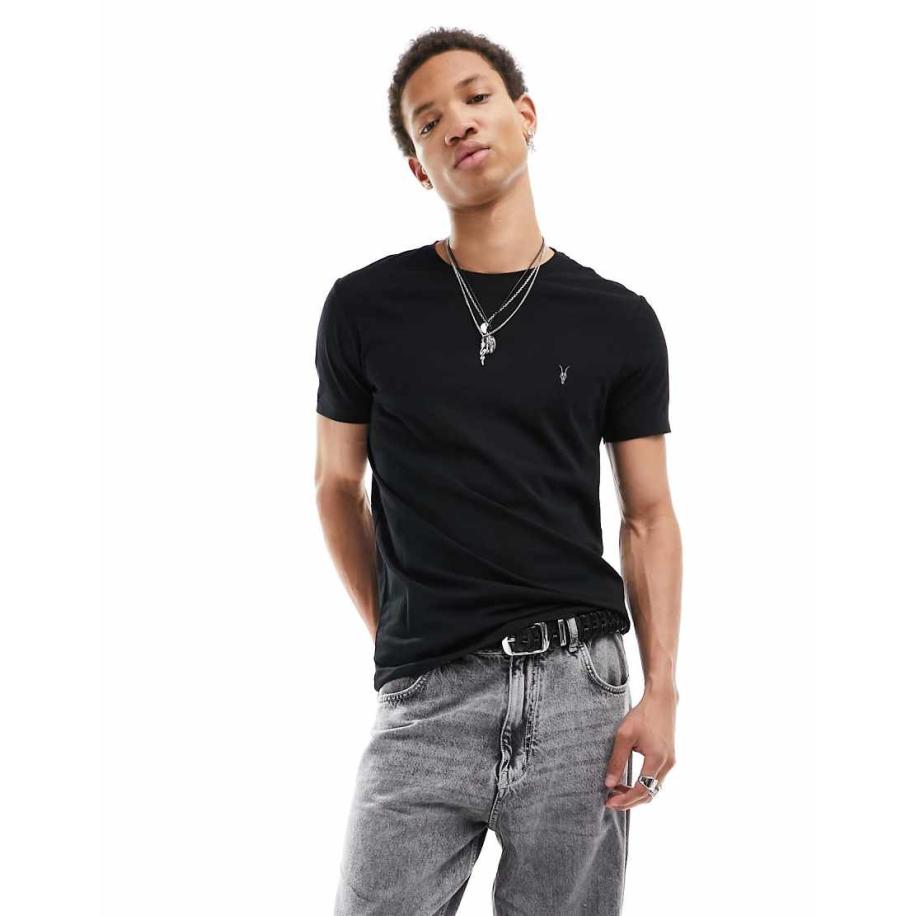 AllSaints - Tonic - T-shirt met ronde hals in zwart Zwart